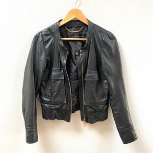 Barbara Bui Designer Black Leather Moto Bomber Jacket Women's Small FR 38